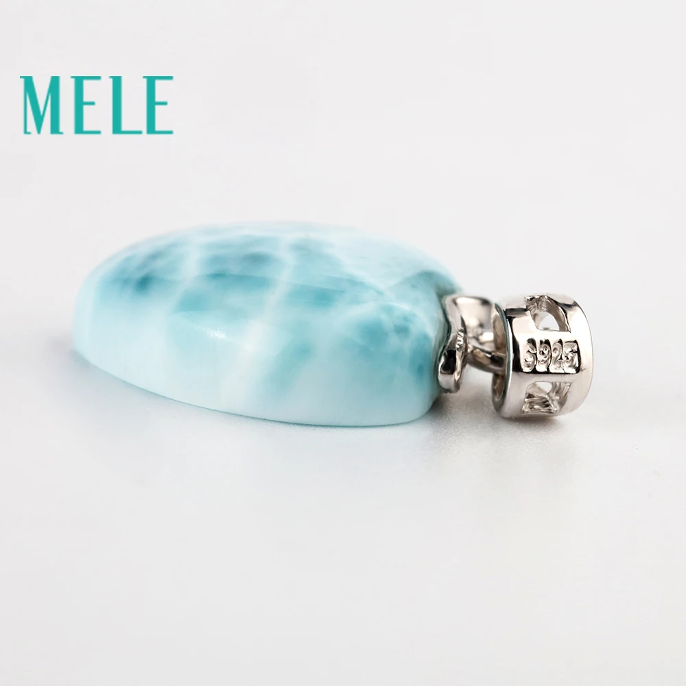 MELE, натуральный синий кулон Larimar из серебра 925 пробы для женщин и мужчин, 15 мм, в форме сердца, романтичный и простой стиль, хорошее ювелирное изделие