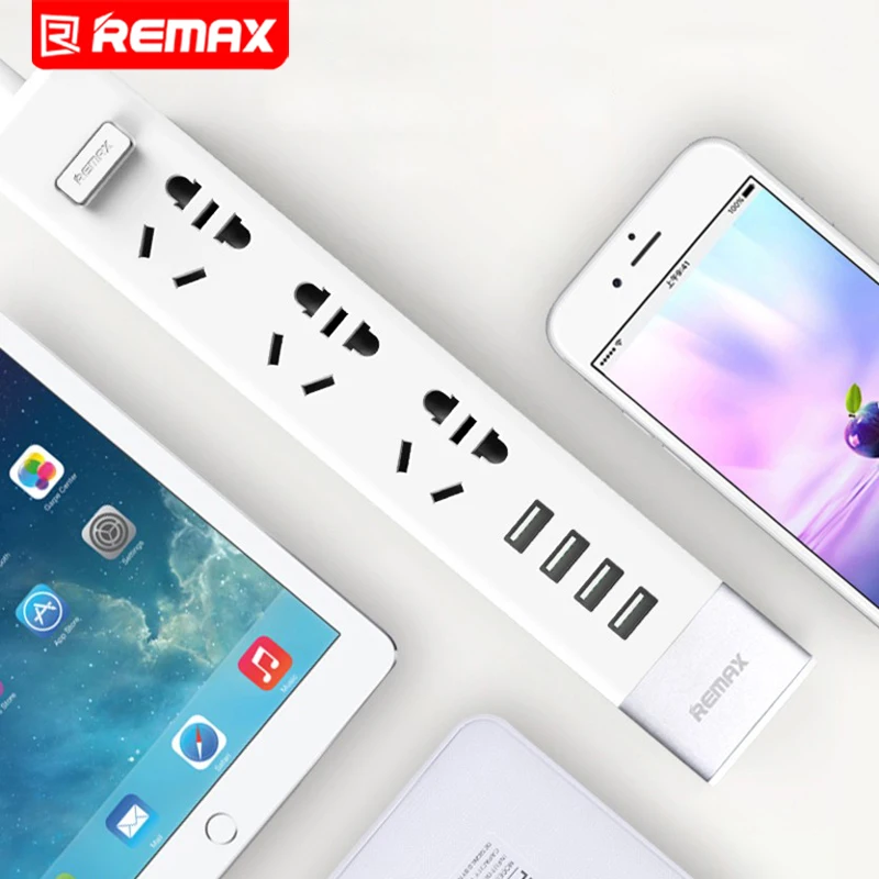 Remax EU US UK Plug 3 Outlet Surge Protector EU Power Stirp with 2 x DC