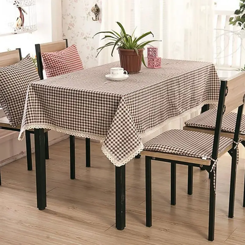 High Quality Pastoral Style Tablecloths Lace Plaid Tablecloth Elegant