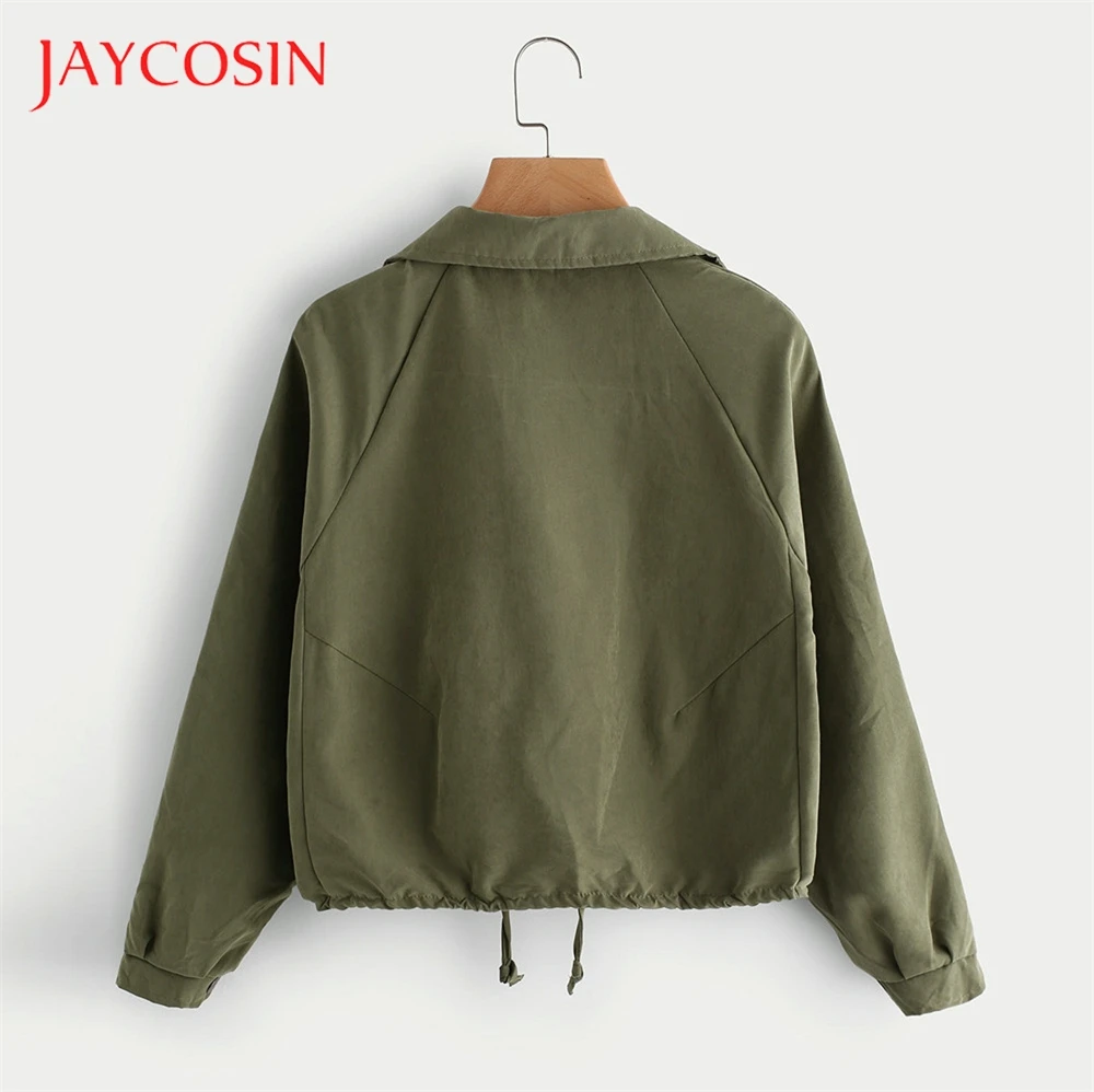 JAYCOSIN короткое пальто на пуговицах Женская Осенняя куртка с карманами однотонный