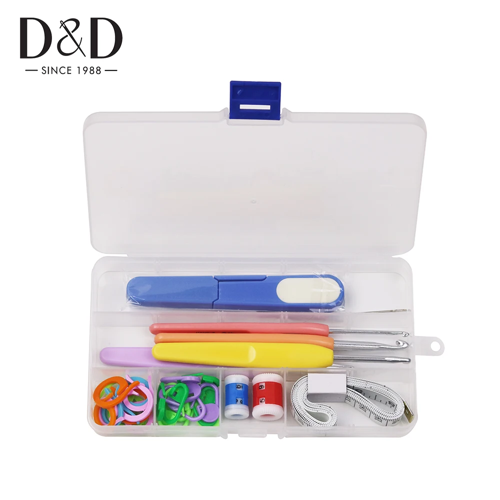 

Multicolor Crochet Hooks Set Plastic Stitches Marker Needle Clip Knitting Weave Craft Knitting Tool Set With Storage Box