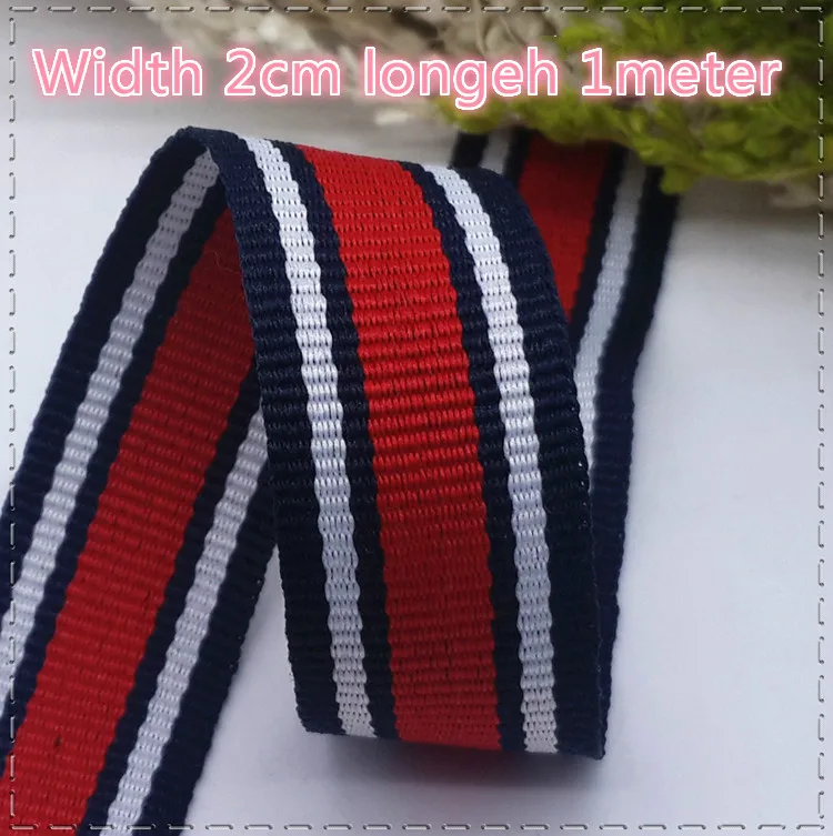 

High quality width 2cm1meter Red white Deep blue polyester Webbing Sewing Material For Garment Accessories DIY Decoration ribbon