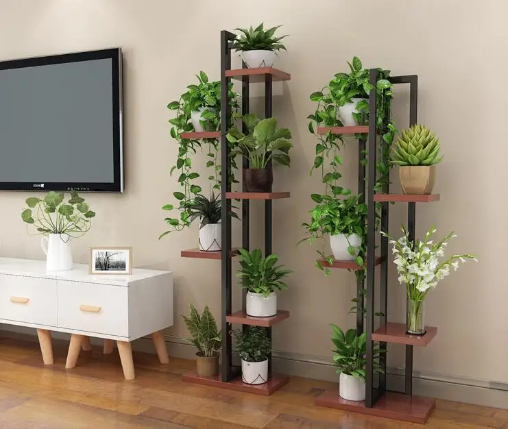 Estante de orquídeas de loto verde, estante de flores para sala de estar y dormitorio, estante de flores para Balcón de hierro interior de varios pisos