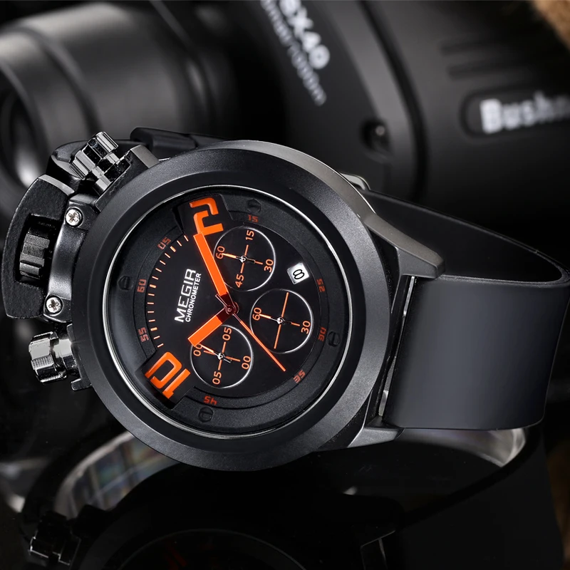 

MEGIR Men New Fashion Big Dial Analog Quartz Wristwatches Men's Creative Sports Watches Waterproof Clock Male Relogio Masculino