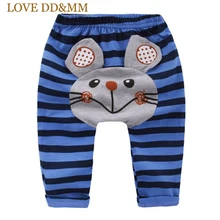 Брюки для малышей с надписью «LOVE DD& MM»; Новинка года; милые повседневные штаны в горошек и полоску с принтом животных для мальчиков и девочек; детская одежда