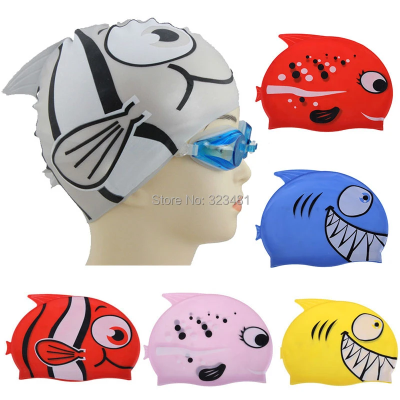 Lovely Cartoon Shark Fish Children Swimming Cap Kids Swimming Pool Training Silicone Diving Swim Cap Bone Bonnet De Bain Bonnet De Bain Children Swim Capswimming Cap Kids Aliexpress