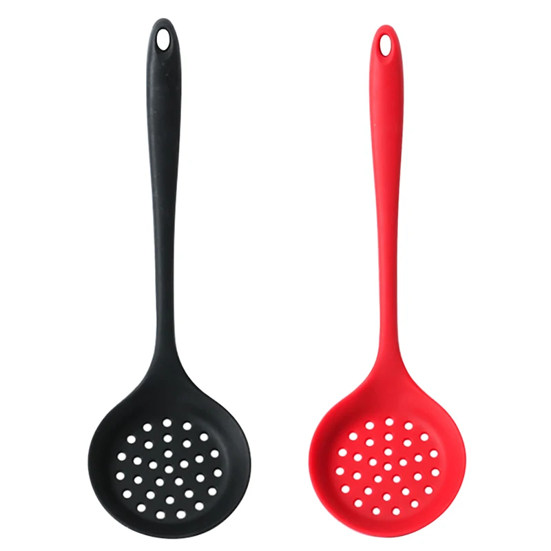 Non Stick Food Grade Silicone Skimmer Spatula Strainer Ladle Long