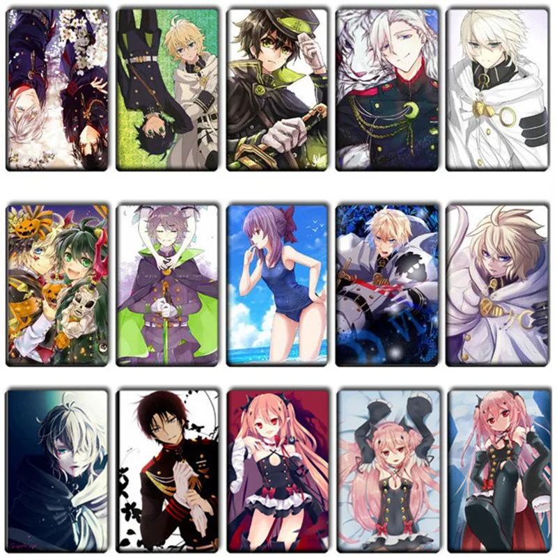 

20 pcs/lot Cool Seraph of the end Card Stickers Toys Classic Japanese Anime Mikaela Hyakuya DIY Bank Bus ID Card Stickers Gifts