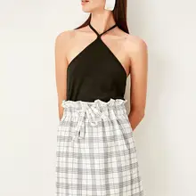 Trendyol белая клетчатая трикотажная юбка TWOSS19ET0107