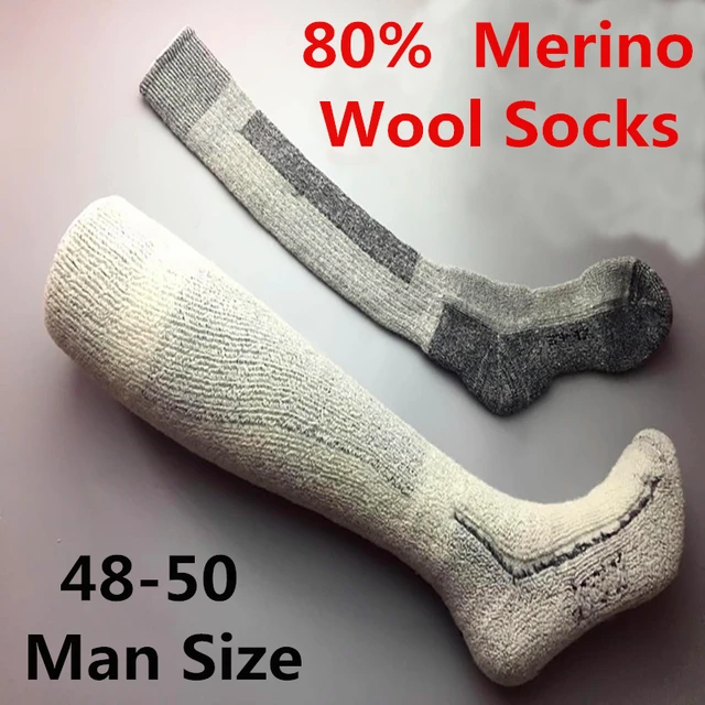 45 50 Plus Size Men's Merino Wool Socks High Quality Super Thick Male