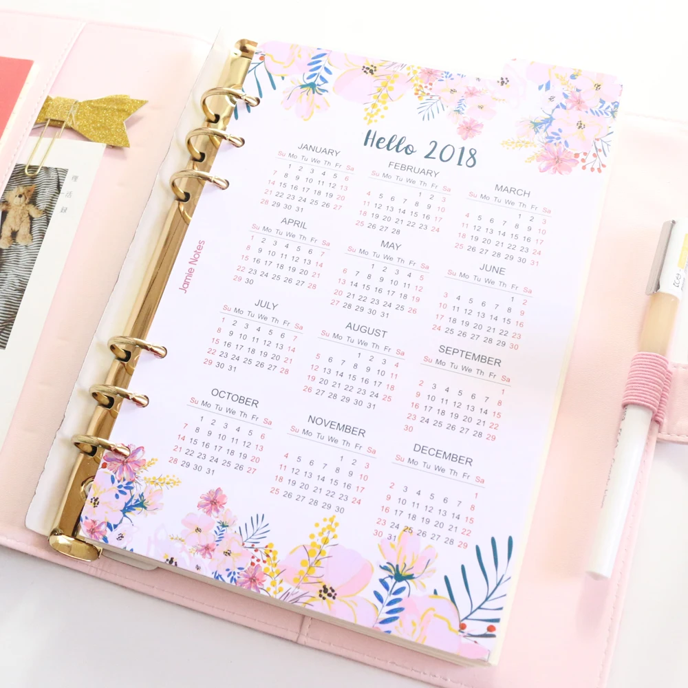Domikee creative cute cartoon 2018 year calendar index paper divider ...