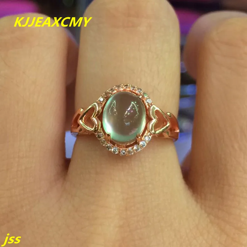 

KJJEAXCMY Fine jewelry 925 Silver Natural Gemstone natural grape stone trumpet ring rose gold activity ring N153