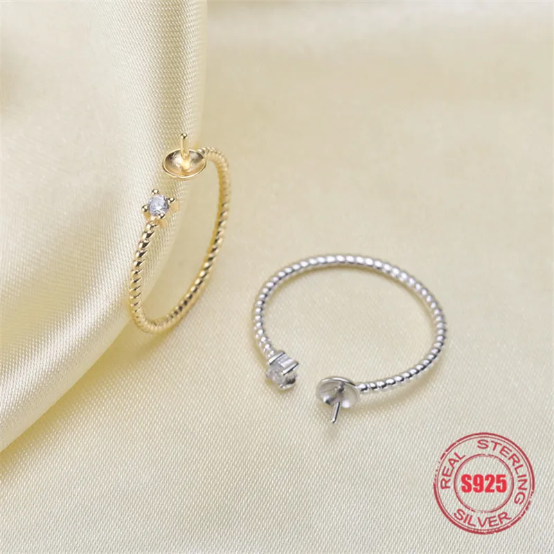 

Genuine S925 sterling silver accessories adjustable ring settings jewelry findings suitable for inlaying various kinds of beads