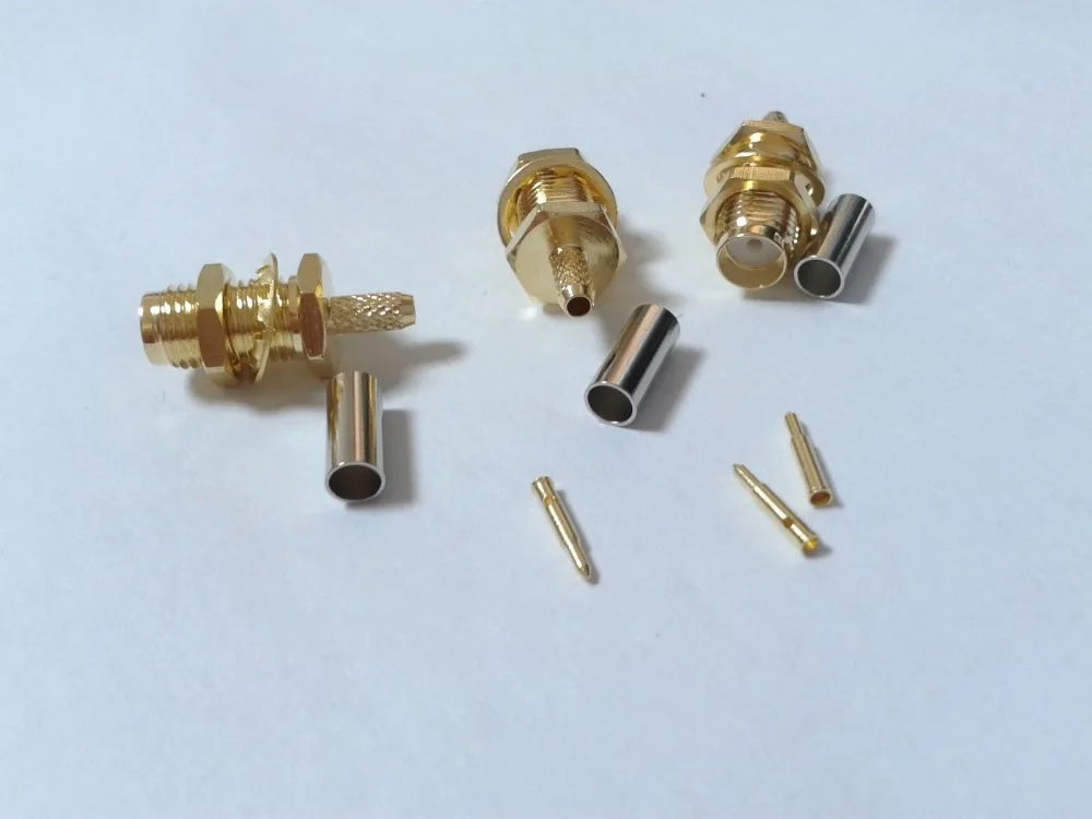 bilder für 100 stücke vergoldet RP SMA Female Quetschverbinder für Koaxialkabel RG316 RG174 kabel bilder für 100 stücke vergoldet RP SMA Female Quetschverbinder für Koaxialkabel RG316 RG174 kabel