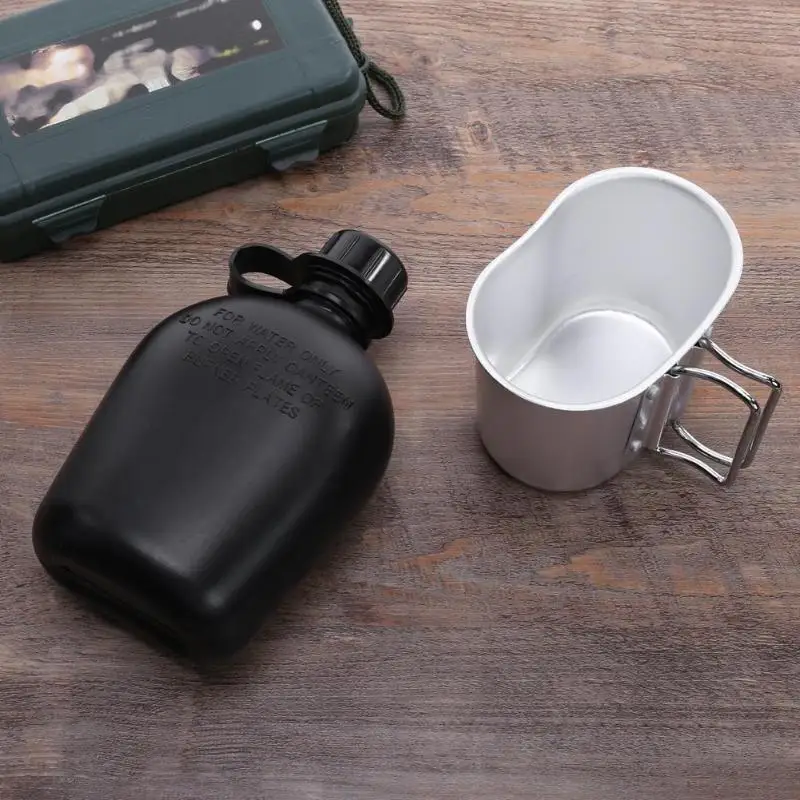 Открытый Спорт алюминий бутылка для воды с коробки обедов и ткань крышка Кемпинг Пикник Путешествия Посуда напитков