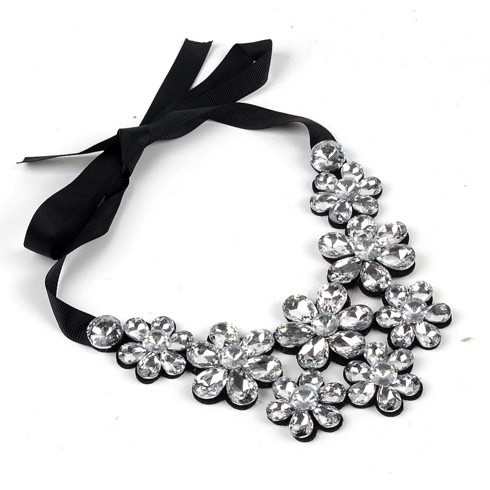 

ZMZY Handmade Glass Crystal Necklace Jewelry Maxi Choker Collar Flower Necklace For Women 10 style