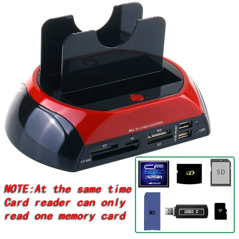 All in One Dual Slots USB 2.0 To SATA IDE HDD Docking Station With Card Reader For 2.5 3.5 Inch IDE SATA Hard Drive hdd case