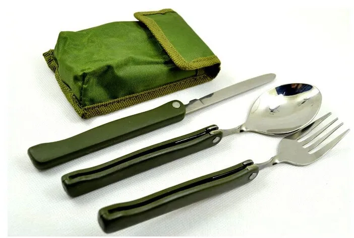 

1PC Portable Folding Tableware Three-Piece Set Military Tactical Knife Fork Spoon Outdoor Camping EDC Multi-tool Tableware
