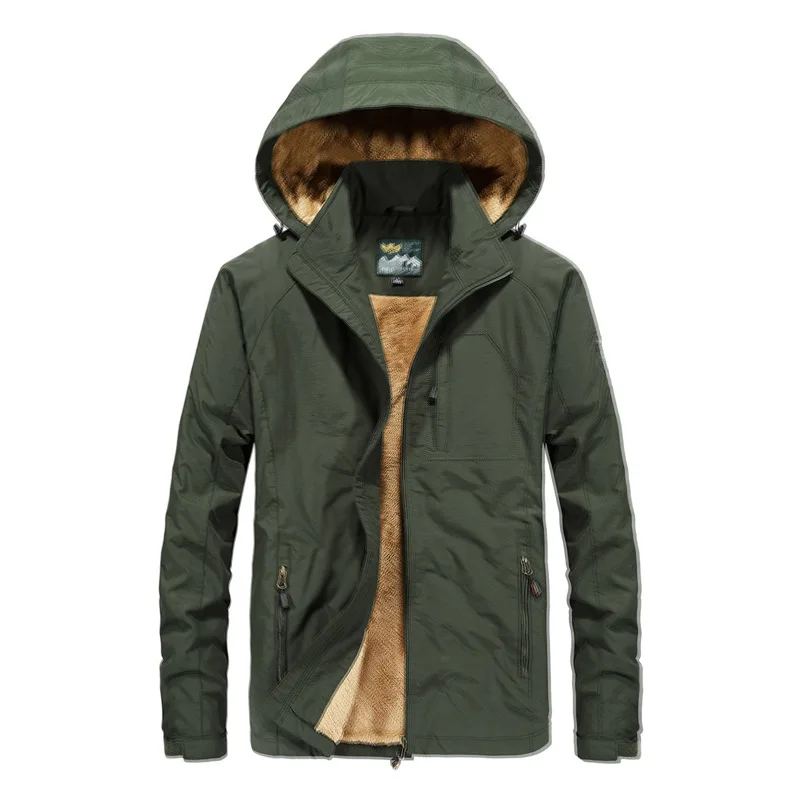 BOLUBAO, новинка, мужская куртка с капюшоном, зима, новинка, для мужчин, плюс бархат, утолщение, теплые куртки, мужская мода, брендовая куртка, пальто - Цвет: Army Green