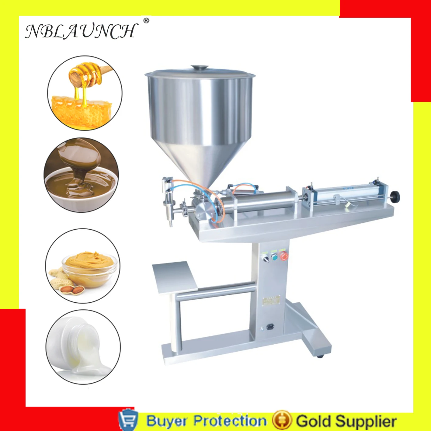 

Stand Shampoo Lotion Cream Yoghourt Honey Juice Sauce Gel Filler Paste Filling Machine Pneumatic Piston Filler Standing Table