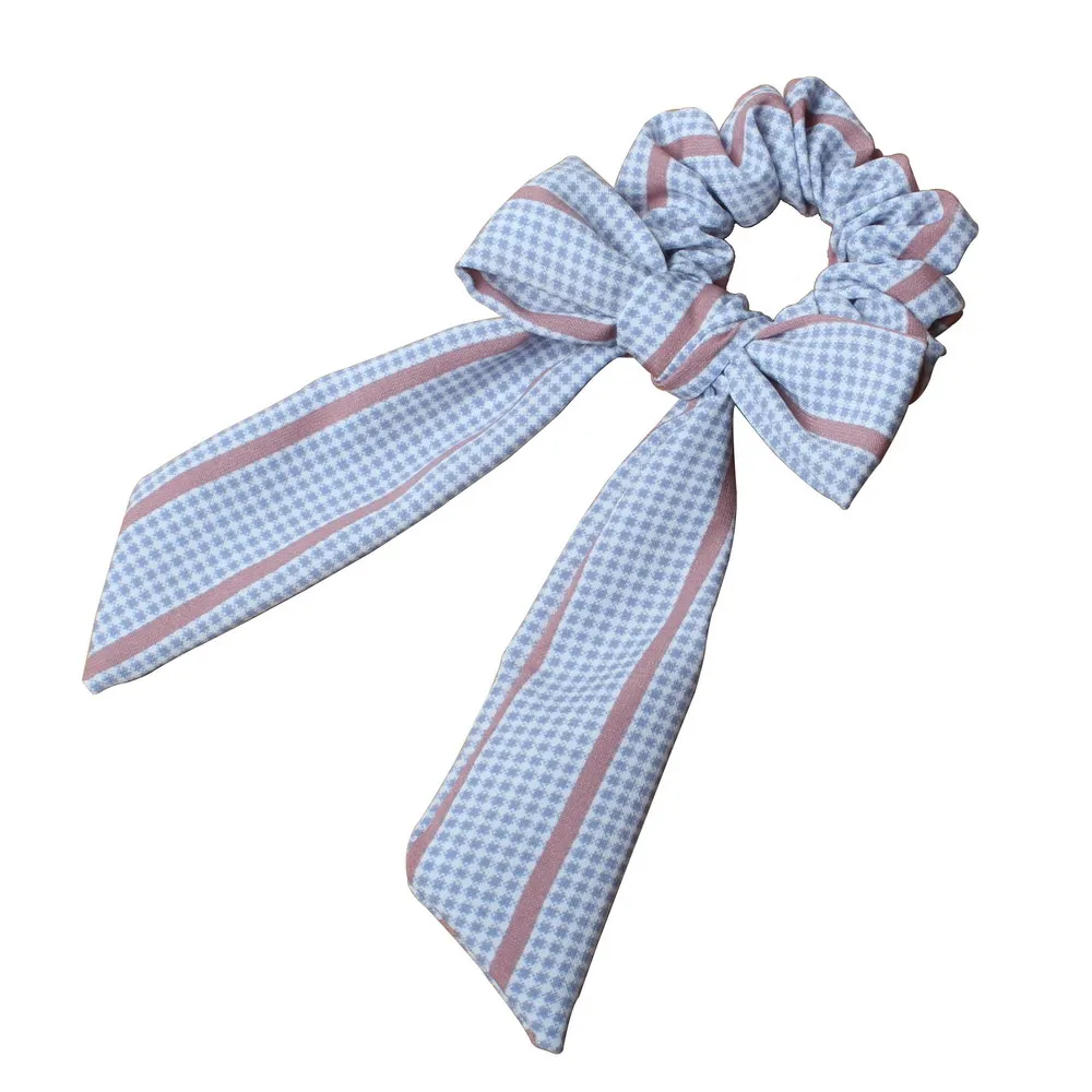 

Dot Stripe Print Bow hair Scrunchies Bow Streamers Hair Ring Fashion Ribbon Girl Hair Bands Horsetail Tie Solid Headwear