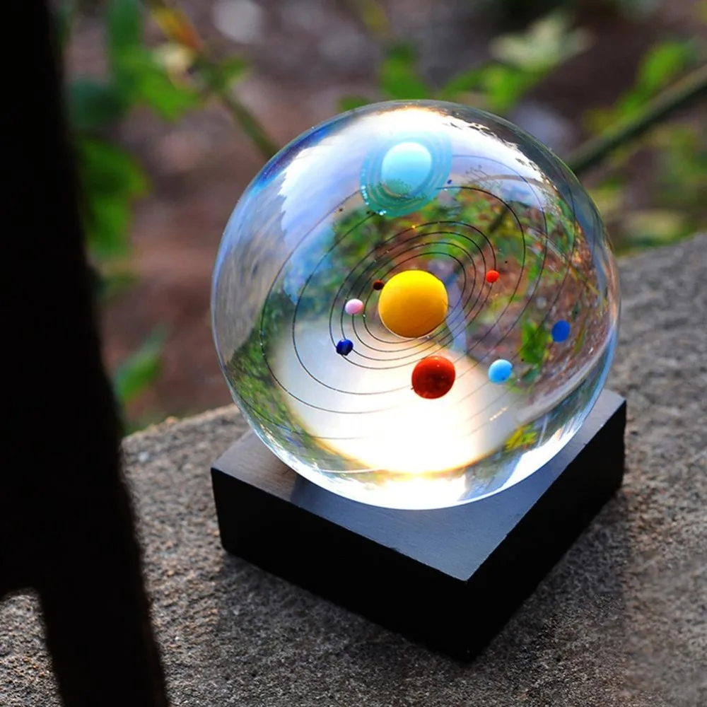 8 cm Crystal Solar System Ball Miniature Model Glass Globe Home