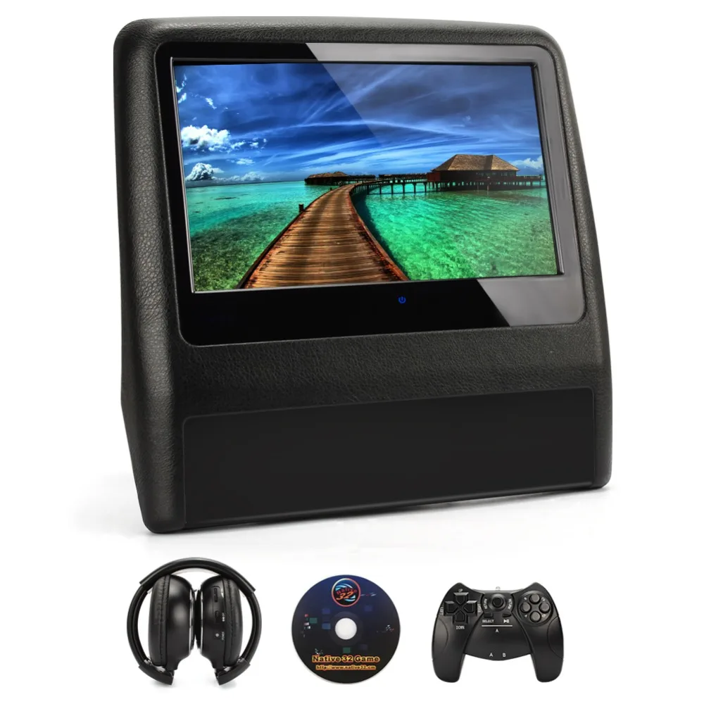9 Inch TFT Touch Screen Car Headrest Monitor CD DVD Player 720P/IR/SD