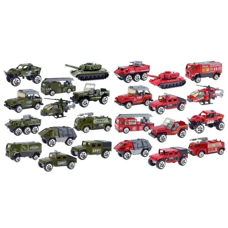 12pcs/lot Boys Mini Cars Aircraft Model Toys Children Alloy Armored Vehicles Helicopter Model Collection Set Kids Small Airplane