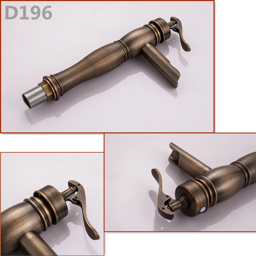 European antique bathroom sink basin faucet retro Single hole basin faucet vintage Brass water tap hot and cold Mci8