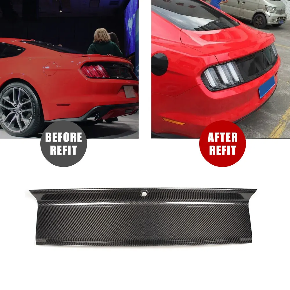Углеродного волокна автомобилей задний багажник загрузки Панель планки для Ford Mustang База купе 2 двери 2015-2017 автомобилей аксессуары