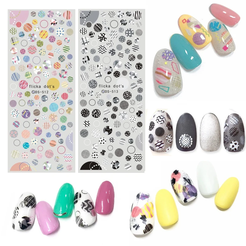 

1pcs Artistic Dots Pop Style Water Transfer Nails Art Sticker Decal Popart Street Circle Round Nail Wraps Tips