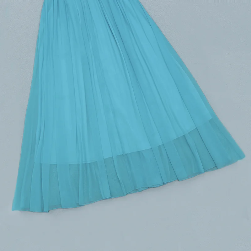 Высокое качество для знаменитостей синий сетки Выдалбливают Длинное сексуальное платье элегантное вечернее платье
