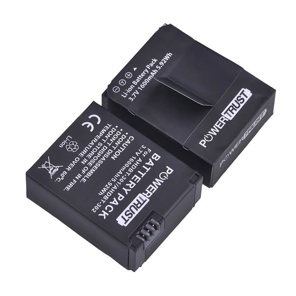 PowerTrust 1600 mAh AHDBT-301 AHDBT-302 AHDBT301 AHDBT-201 Батарея для Gopro Hero 3/3 + Go Pro Hero 3