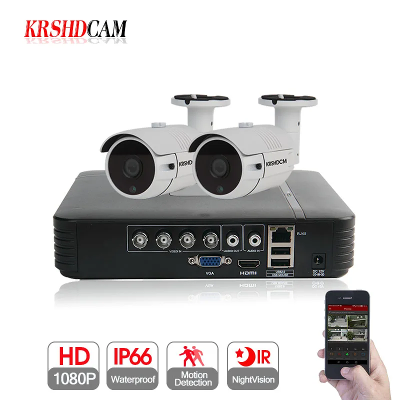 KRSHDCAM 4CH AHD DVR система видеонаблюдения 30 м IR 2 шт. 1080P камера наружная