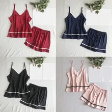Новинка, модная Высококачественная Женская одежда для сна, без рукавов, женская сексуальная одежда для сна, шорты, комплекты одежды для сна, Атласный топ на бретельках Z0329