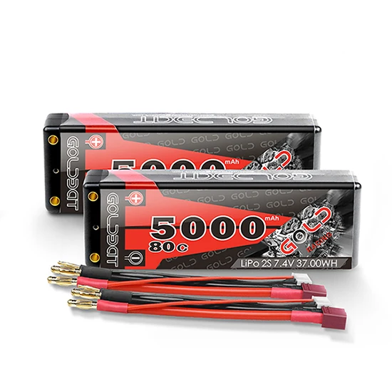 2 единицы GOLDBAT 7,4 V lipo батарея 5000mAh RC Car 80C батарея lipo 2S Lipo перезаряжаемая с штекером Deans для RC автомобиля лодки грузовика Roar - Цвет: Deans Plug