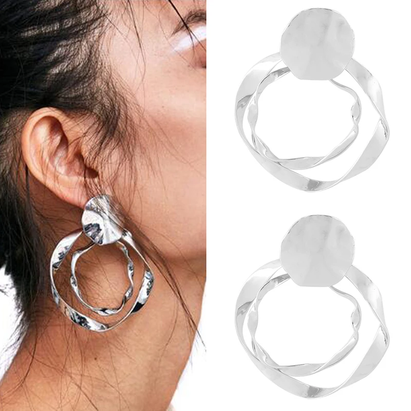 

New Design Irregular Smooth Metal Earrings for Women Girls Fashion Jewelry Statement Stud Earrings Party Gifts