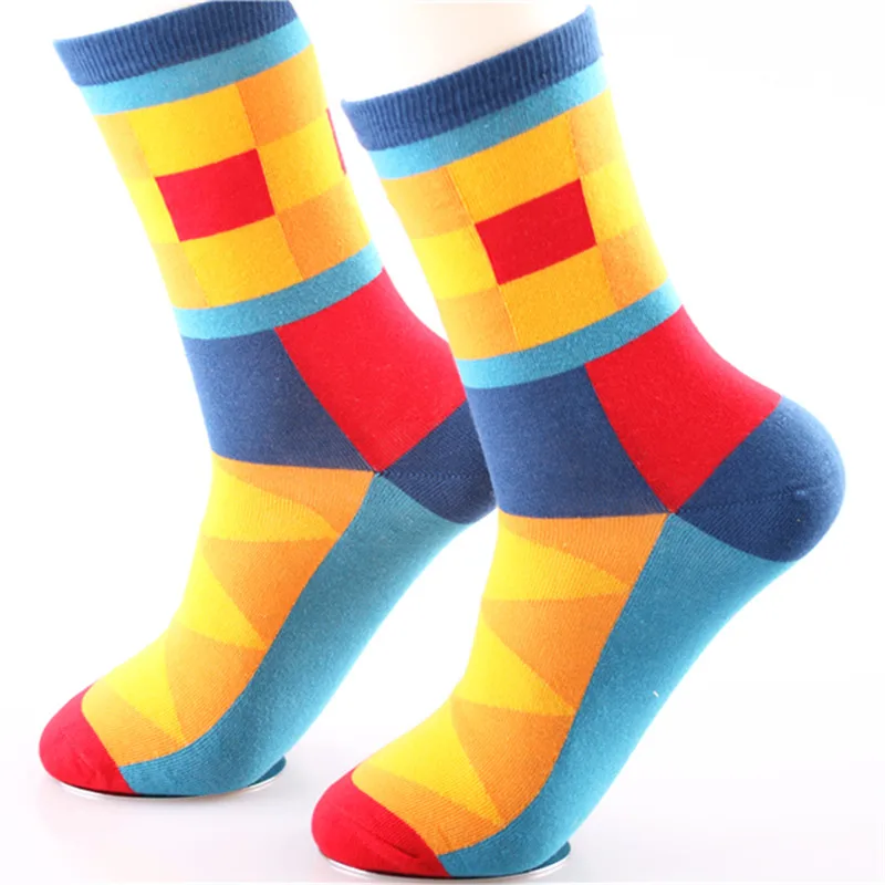 Asenmei-Brand-New-1-Pair-Compression-Art-Cotton-Socks-Colorful-Geometry ...