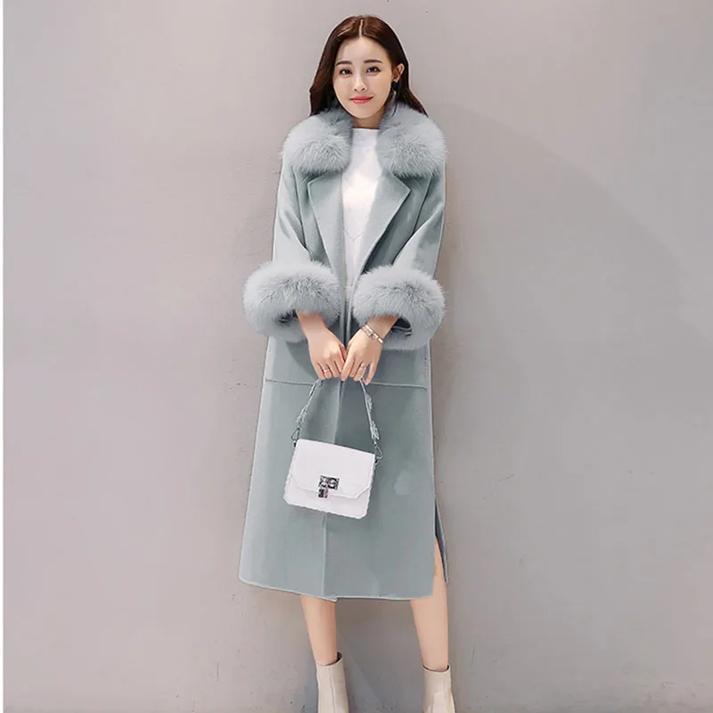Женское шерстяное пальто, зимнее модное Свободное длинное шерстяное винтажное пальто, куртки для женщин, приталенная женская верхняя одежда на весну