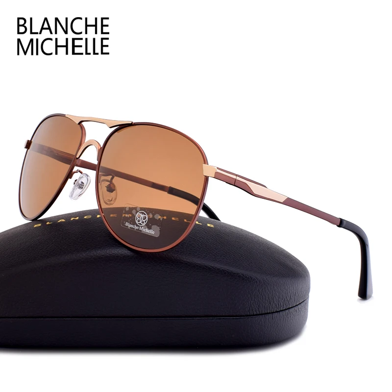 Blanche Мишель бренд classic Pilot Sunglasses Для мужчин поляризационные UV400 Для мужчин с солнцезащитные очки мужской вождения Óculos gafas-де-сол hombre