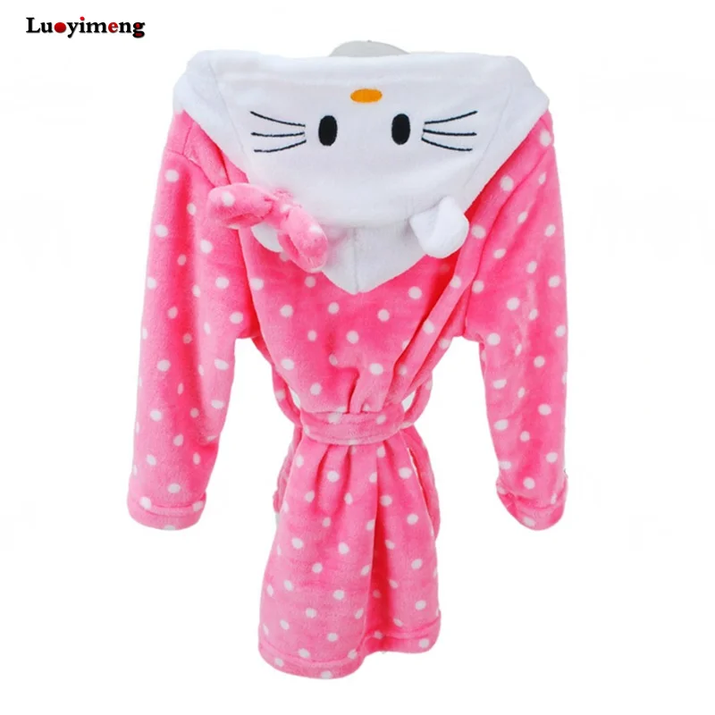 Детский халат для мальчиков; Зимний милый банный халат с капюшоном и рисунком животных для малышей; Банное полотенце; банный халат; Пижама с единорогом для маленьких девочек