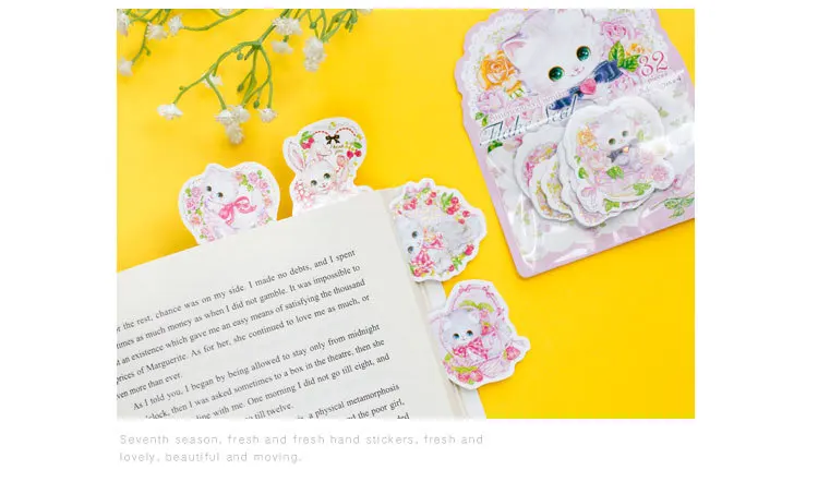 Kawaii цветок прекрасный кот золочение декоративные наклейки из бумаги васи Скрапбукинг палочка этикетка канцелярские наклейки для дневника, альбома