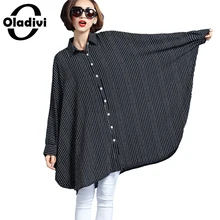 Oladivi Oversized Shirt Large Big Sizes Striped Loose Blouse 2018 Fashion Women Casual Top Tee Tunic Plus Size Clothing 10XL 8XL