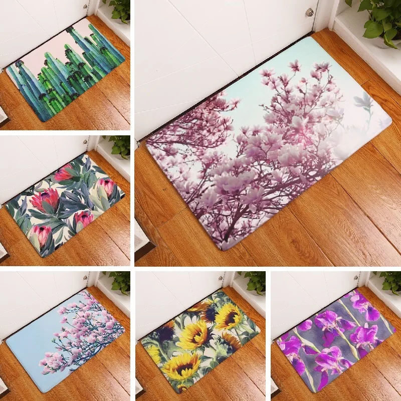 

Bath Mat Flower Printed Mat 50x80cm Toilet Carpet Absorbent Shower Bathroom Mat Outdoor Rugs Doormat Kitchen Floor Mat Wholesale