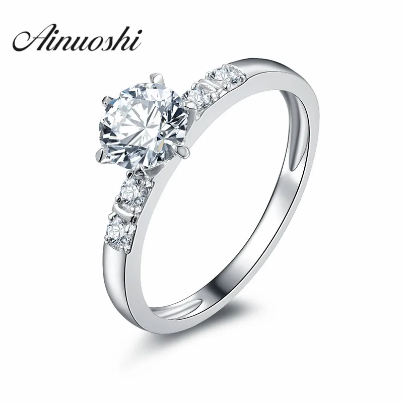 Ainoushi Six Prong Round Cut Solitaire Engagement Ring 1 0 Ct Sona