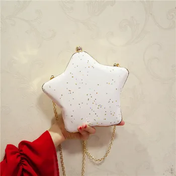 

Angelatracy 2019 New Arrival Girl Cute Five-pointed Star Banquet Chain Slanting Solid Minaudiere Evening Single Shoulder Bag