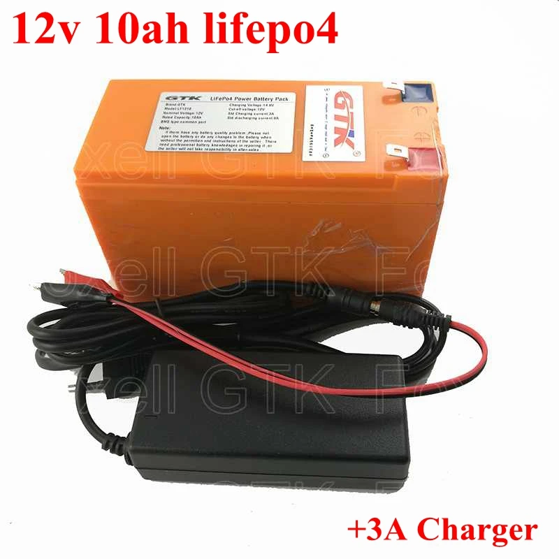 

12v dc motor lithium battery 12v 10ah lifepo4 rechargeable battery pack with BMS for 12v Medical Device Camera ebike+3A Charger