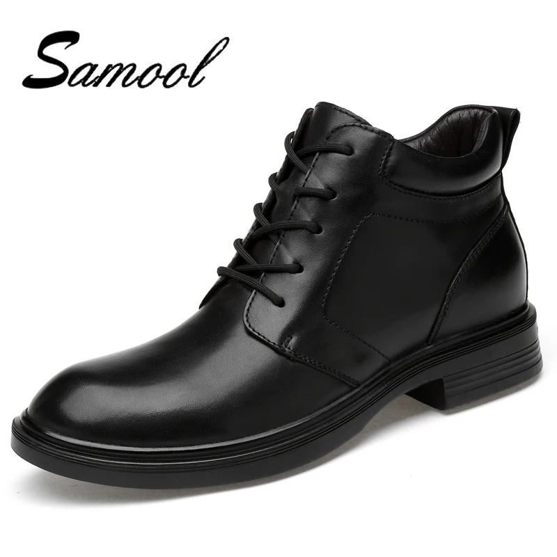 

2018 Man Leather Casual Outdoor Short Snow Shoes Winter Warm Decorations Men Lace Up Boots Work Comfortable Boots Large Size Lx5