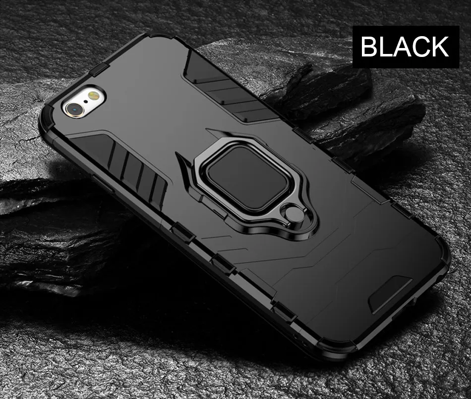 Роскошные панцири противоударный держатель чехол для айфон iPhone X 7 8 6 6s плюс полное покрытие для iPhone 6 6s 7 8 Plus X мягкий силиконовый Жесткий Чехол для ПК - Цвет: Black