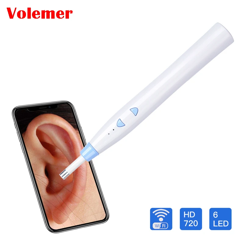 

Volemer HD 720P Wireless WIFI Ear Endoscope F180 5.5mm Visual Ear Spoon Earpick Mini Inspection Otoscope Camera Ear Health Care